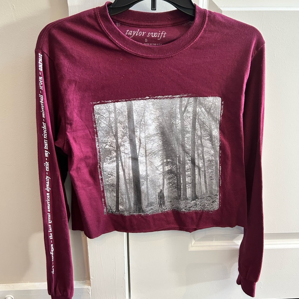 Taylor Swift merch folklore album, long sleeve crop top